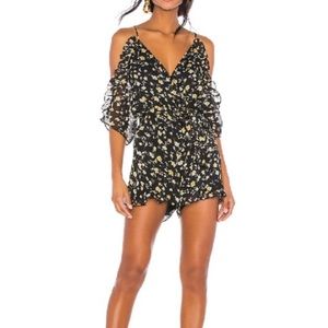 BARDOT black and yellow floral romper